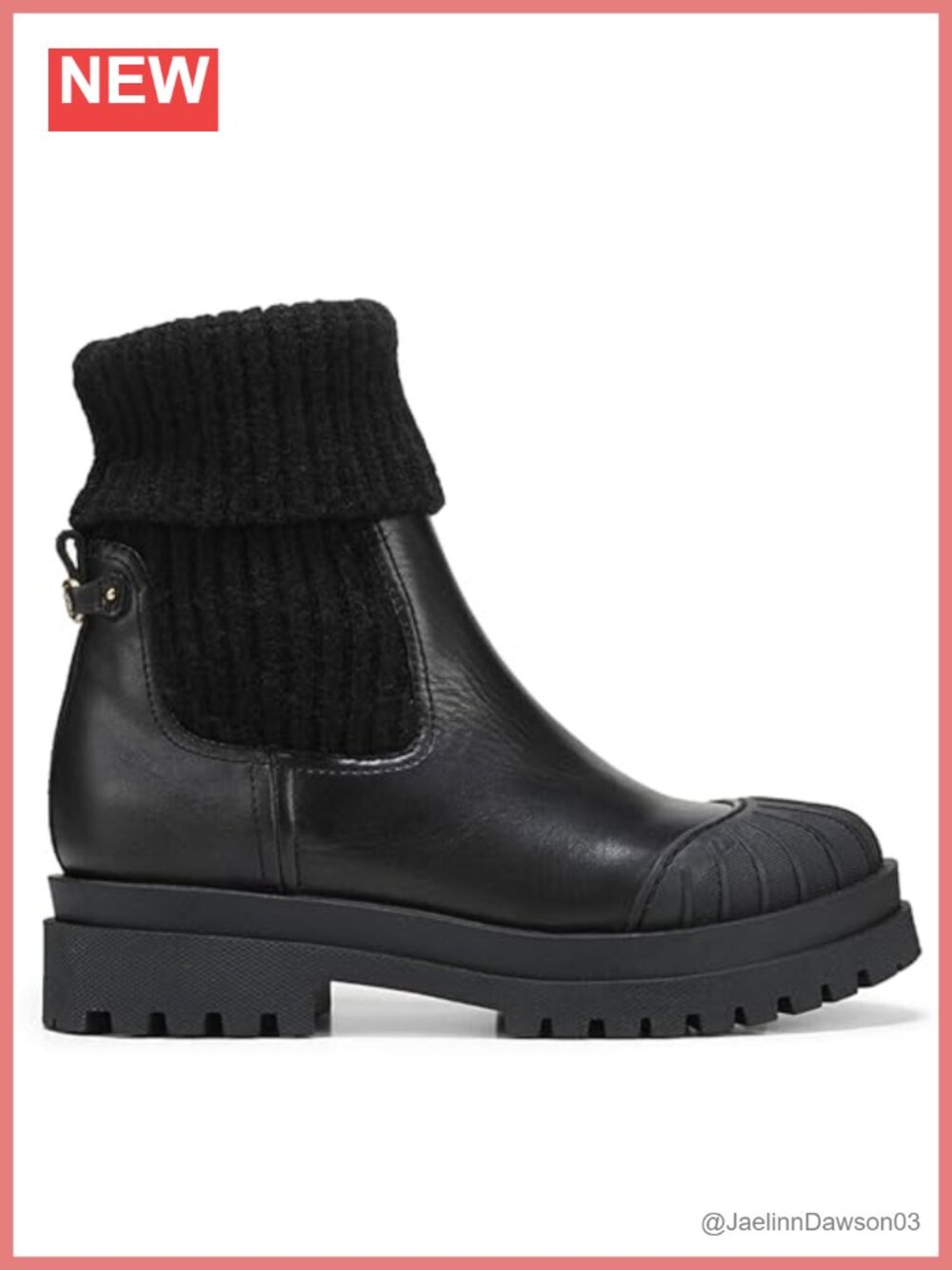 Cozy Hiking Boot Ankle Bootie Leather Slip-On Lug Sole